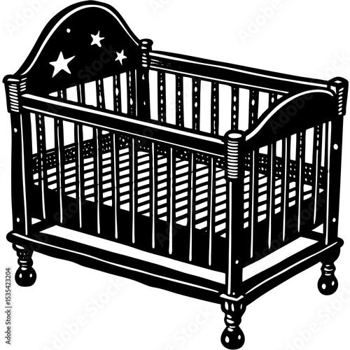 Explore vintage baby cribs with stars design for nursery decor and baby room furniture inspiration online
