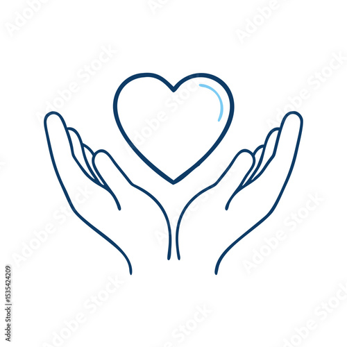 Caring hands holding a heart icon, ideal for promoting compassion and patient-centered care in healthcare