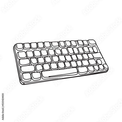 Line art keyboard illustration, tech design clarity