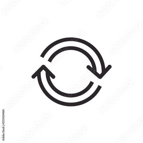 Recurring billing icon line art with circular arrows, finance and accounting symbol