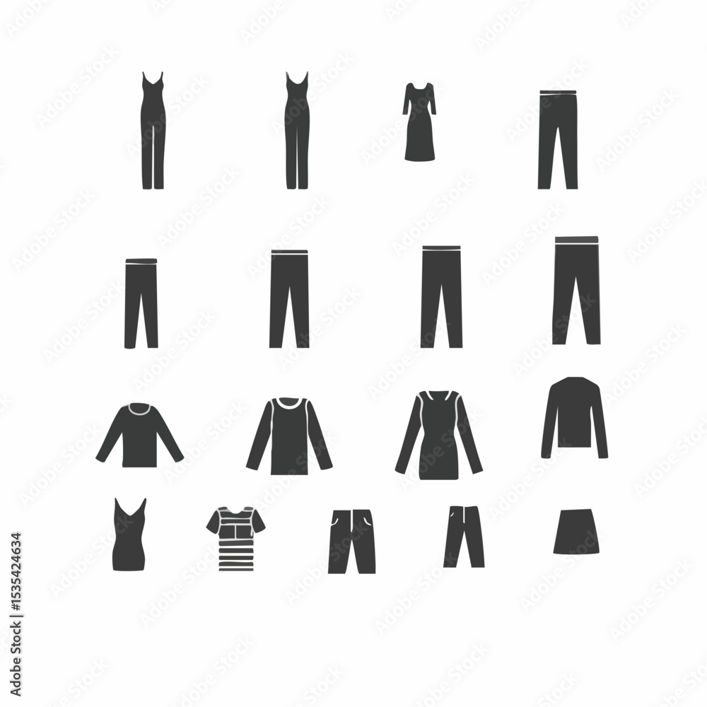 Clothing Item Icons A Collection of Apparel SilhouettesVector Clothing Item Icons A Collection of Apparel SilhouettesVector