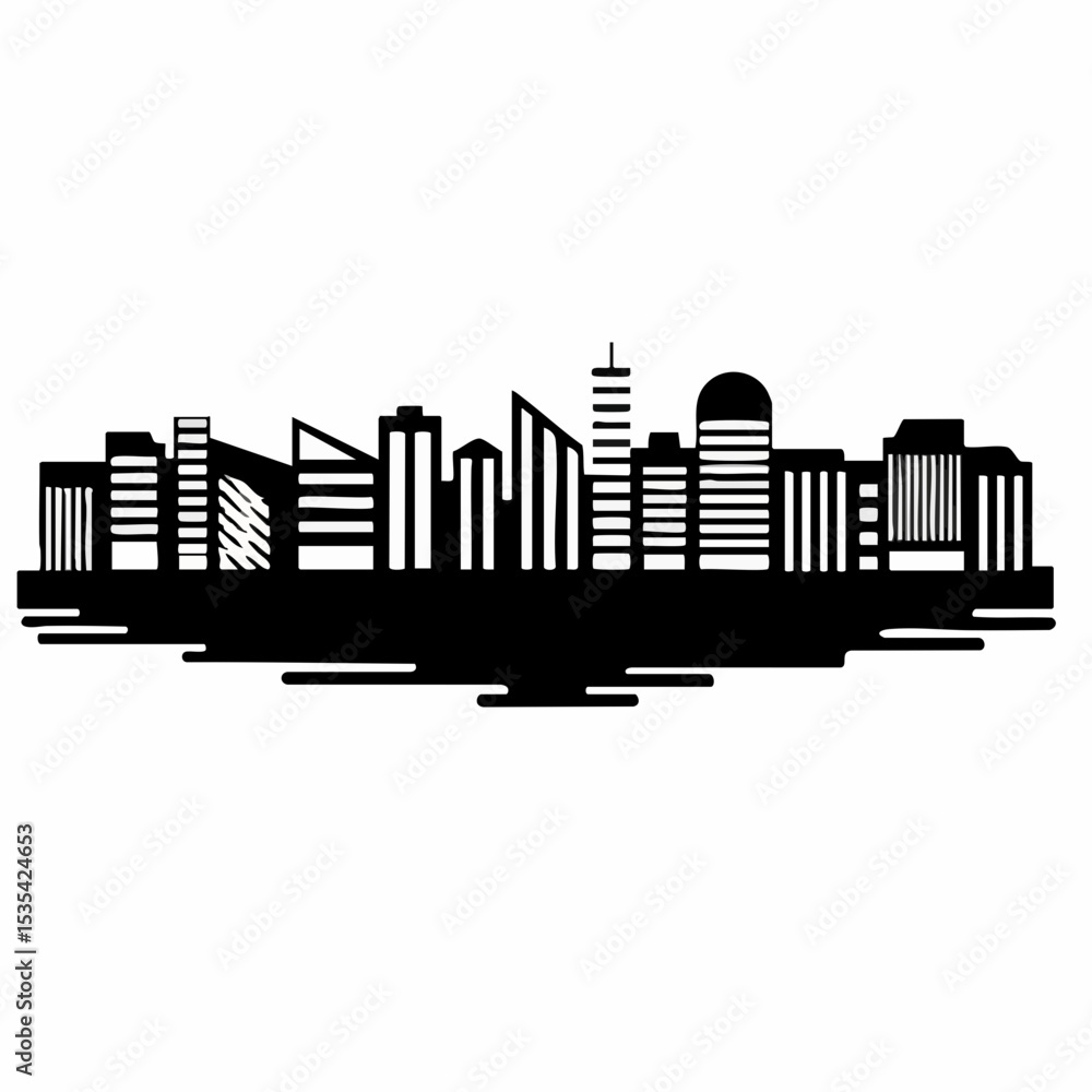 Obraz premium Cityscape Silhouette Vector IllustrationVector