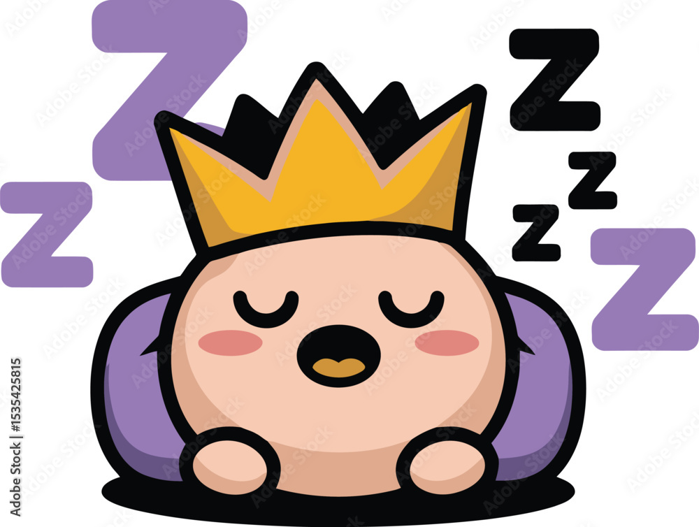 Cute Cartoon King Sleeping Soundly Peaceful Dream Adorable Character Illustration nap bed kid fun Cute Cartoon King Sleeping Soundly Peaceful Dream Adorable Character Illustration nap bed kid fun