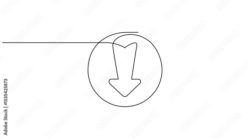 Continuous line drawing arrow up and down animation. Video continuous one line of down arrow on white background. 4K animaton video. Continuous line drawing arrow up and down animation. Video continuous one line of down arrow on white background. 4K animaton video.