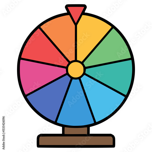 fortune wheel game prize flat color vector illustration template design