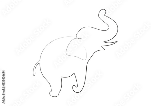 Continuous one line art elephant illustration