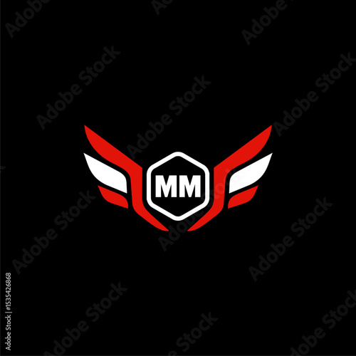 MM Initials Vektor Stok Otomotif Logo Design