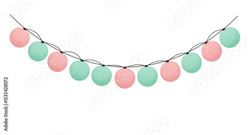  Pastel Ball Garland: Soft colored balls for charming decor
