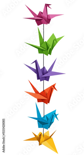 Colorful Origami Crane Mobile: Vibrant paper cranes for playful decor