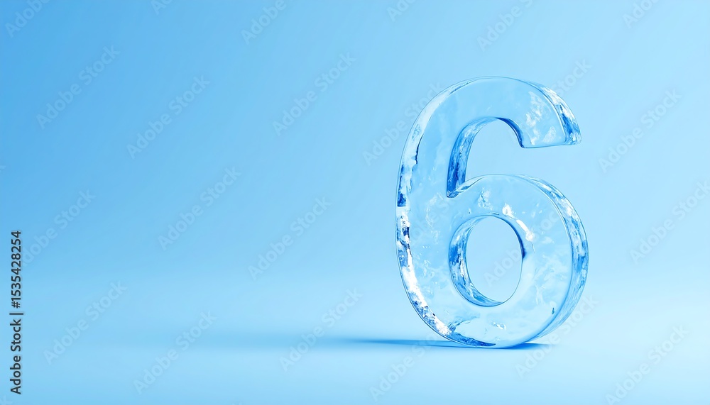 Ice number six on light blue background Ice number six on light blue background