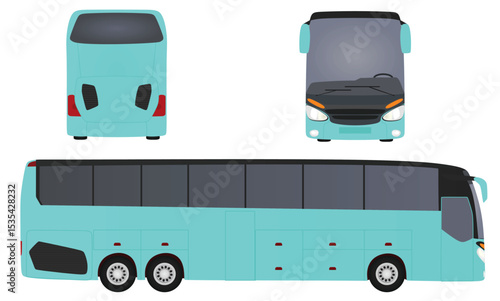 Blue tourist bus. vector illustration