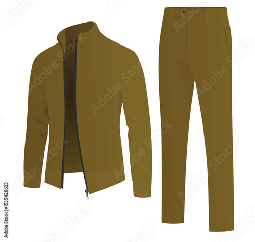 Brown  jacket and pants. vector illustration	