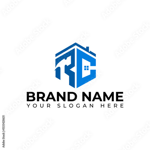 RC CR Home, Construction, Estate, Builder Logo Design vector art illustration