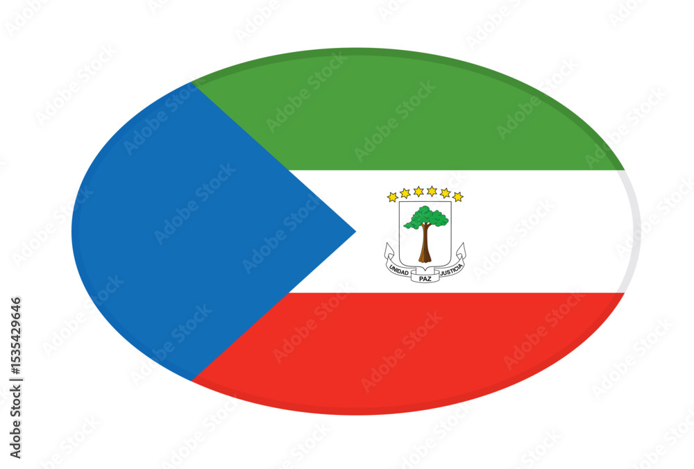 Fototapeta premium Equatorial Guinea flag ellipse shaped. vector 