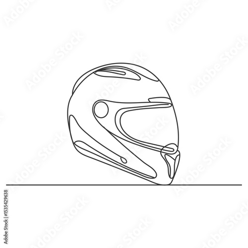 The best full face motorcycle rider helmet in outline icon, vector illustration in trendy style. World championship motorcycle racing competition equipment. Editable graphic resources.