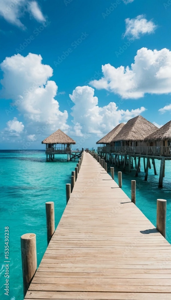 Tropical Paradise: Boardwalk to Overwater Bungalows Tropical Paradise: Boardwalk to Overwater Bungalows