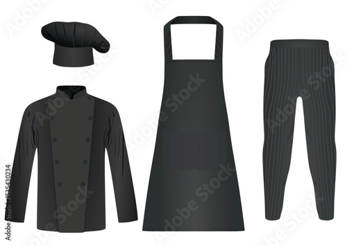Black chef uniform. vector illustration	
