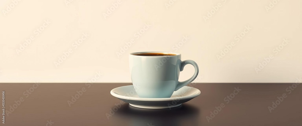 Fototapeta premium Clean lines, single coffee cup, simple background, muted tones, minimal design, graphic
