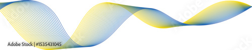 Thin line wavy Vector illustration isolated on transparent background, bule and yellow color 
