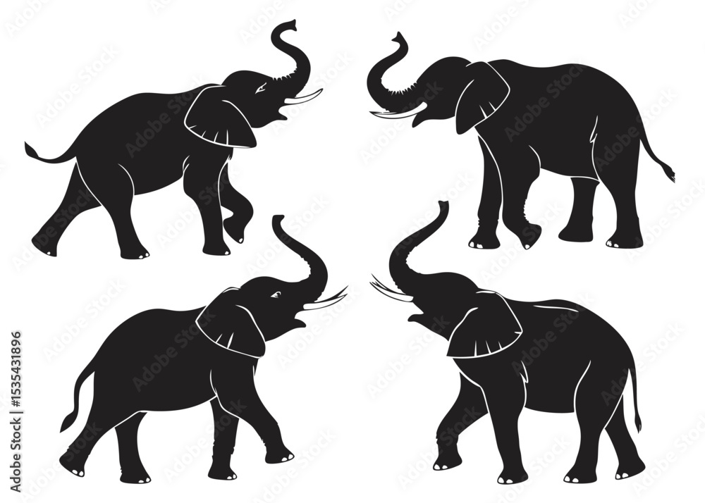 Fototapeta premium Stylized Black Elephant Illustrations for Creative Projects