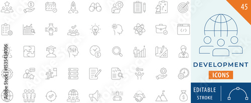 Development icon collection set. Editable stroke.