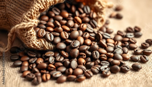 Coffee Beans In Sack Rustic Texture Natural Aroma Fresh Brew Cafe Drink