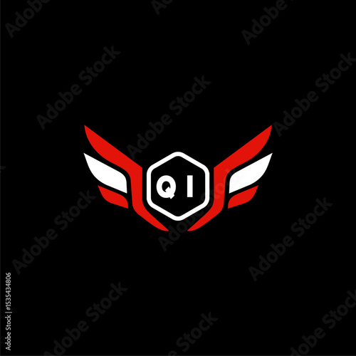 QI Initials Vektor Stok Otomotif Logo Design