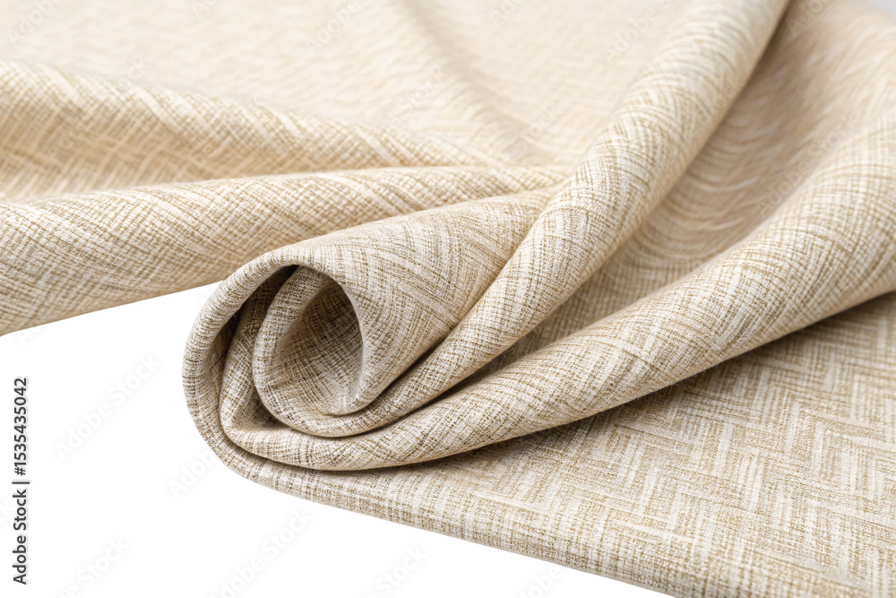 Natural linen fabric with subtle herringbone pattern showing fine textile weave structure and organic coloring, isolated on a transparent background Natural linen fabric with subtle herringbone pattern showing fine textile weave structure and organic coloring, isolated on a transparent background
