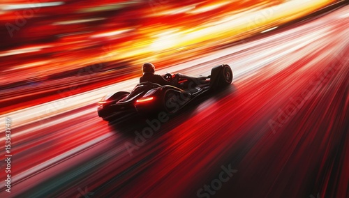 High-speed futuristic vehicle on a vibrant track