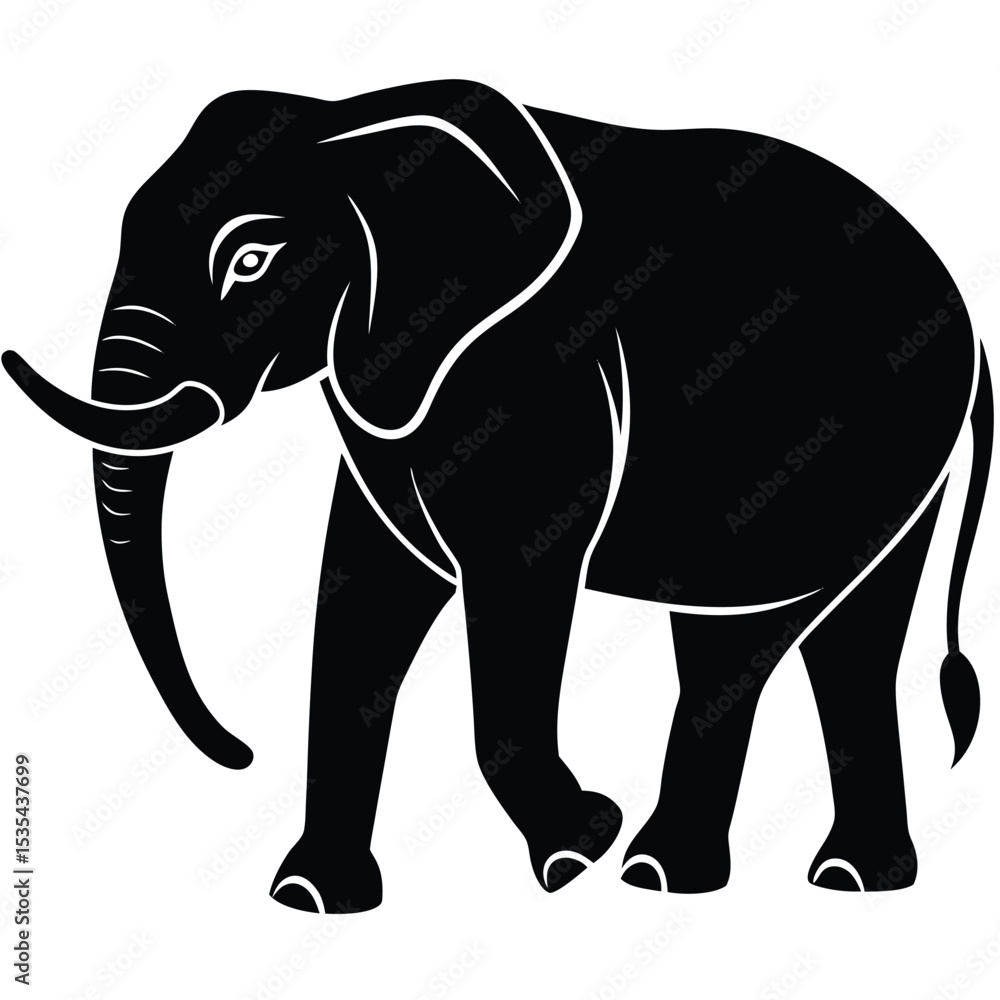 Fototapeta premium Elegant Black Elephant Silhouette for Wildlife Conservation