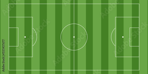 Football field. Soccer ground with green grass texture and frame. Vector illustration