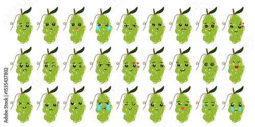 Set of variant expression fruit elmenet stock design. popular expression face fruit. mango, strawerry,pumpkin,greengrapes