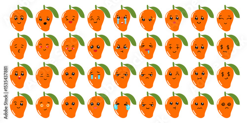 Set of variant expression fruit elmenet stock design. popular expression face fruit. mango, strawerry,pumpkin,greengrapes