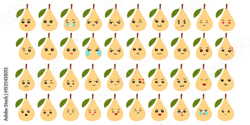 Set of variant expression fruit elmenet stock design. popular expression face fruit. mango, strawerry,pumpkin,greengrapes