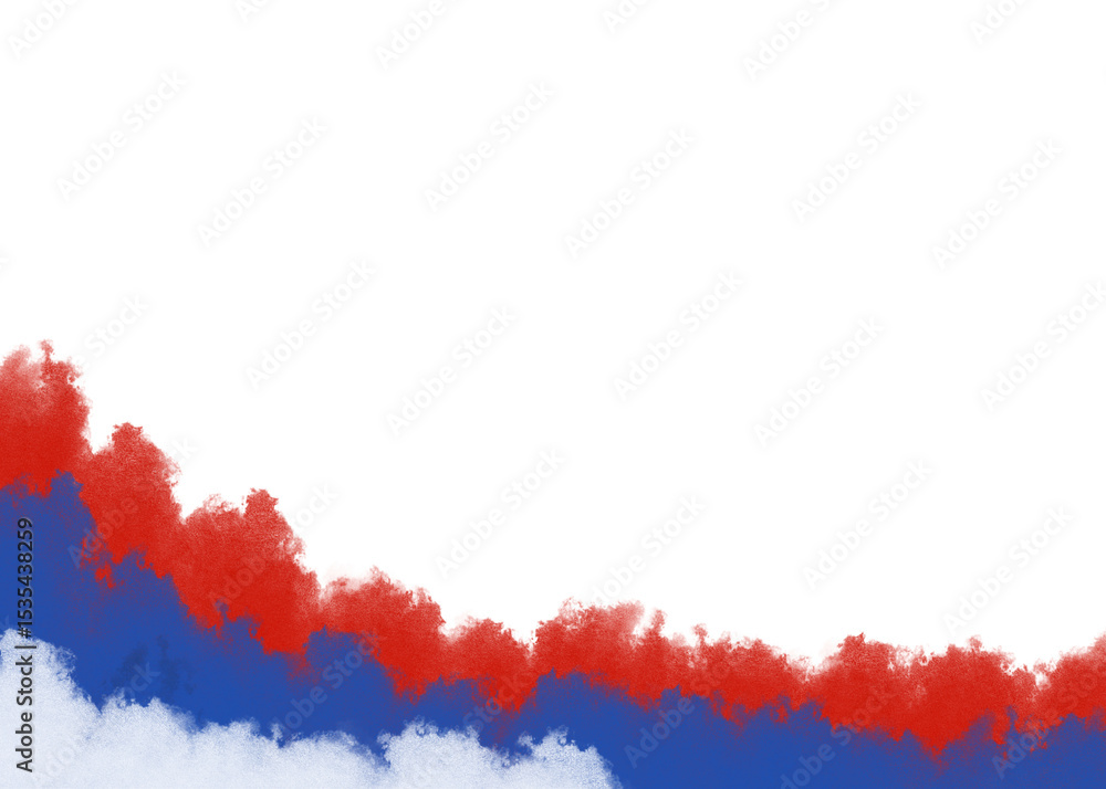 Fototapeta premium Red grunge paint splashes form a textured border on a white background, resembling a national flag design