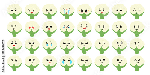 Set of variant expression different for potatoes and cauliflower, onion