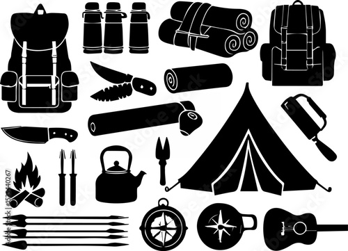 A set collection of  outdoor Camping Icons Set 