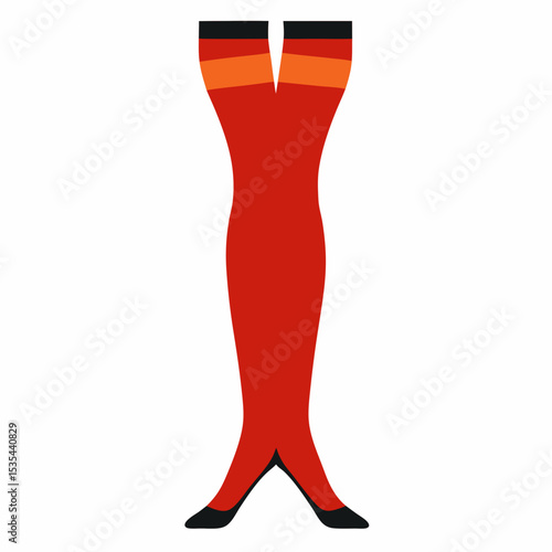 Ladies Thigh High Socks Technical Flat Sketch Vector Mockup Illustration for Fashion Design Projects