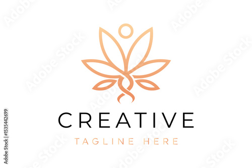 DNA helix cannabis logo design vector