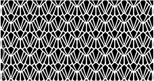Elegant diamond-shaped black and white pattern with symmetry and fine linework, great for luxury design.