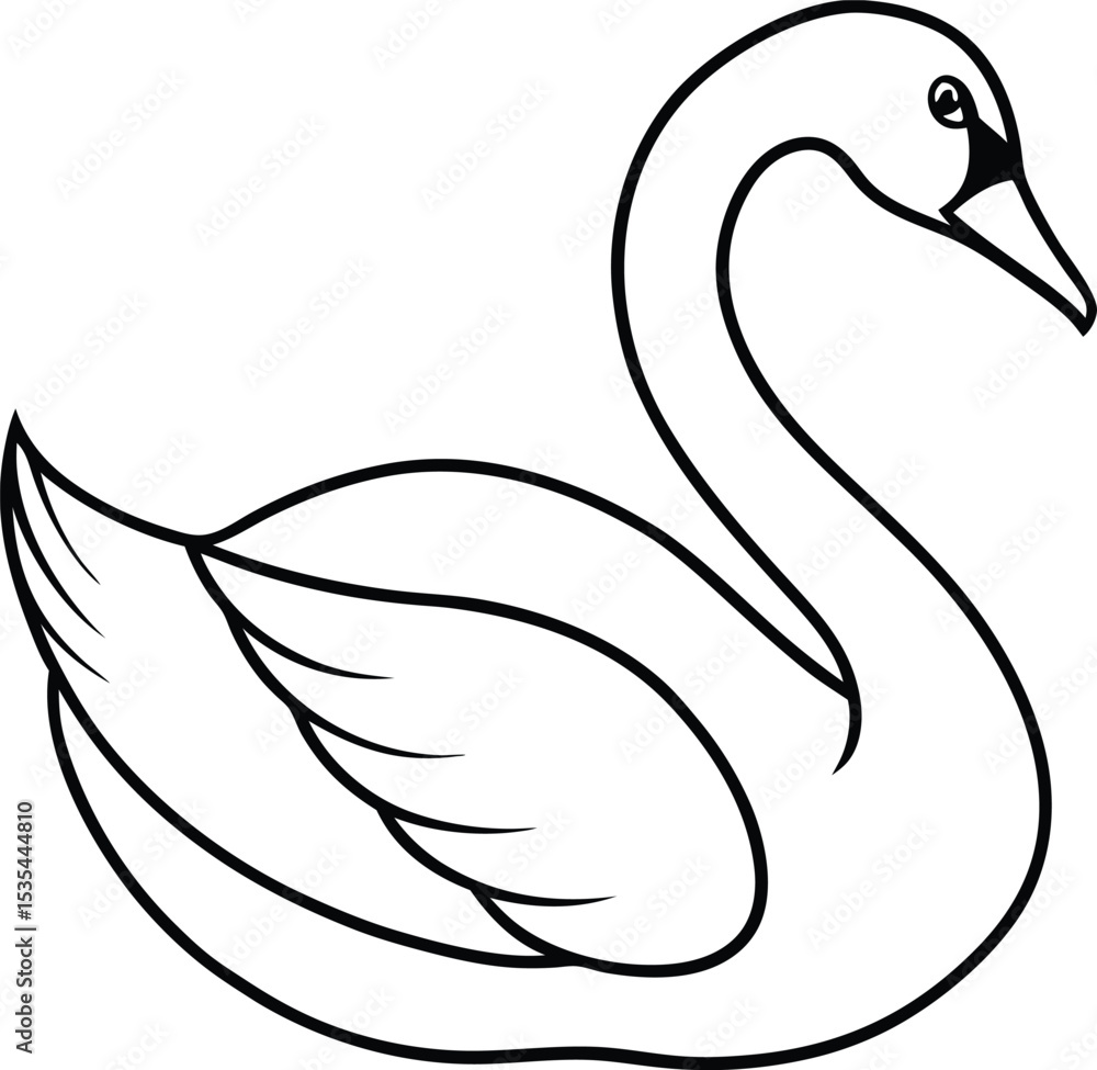Obraz premium Elegant Line Art Swan Illustration Graceful Bird Drawing