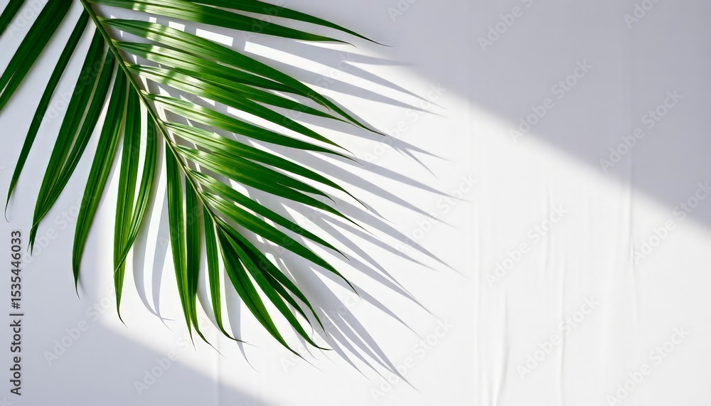 Fototapeta premium Palm Leaf Shadow Minimalist Tropical Nature Light Background Design