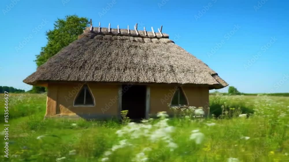 Traditional_thatched_roof_hut_standing_alone_on_gr_53 Traditional_thatched_roof_hut_standing_alone_on_gr_53