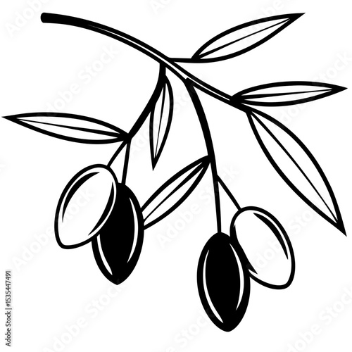 Olives Hanging from Twig