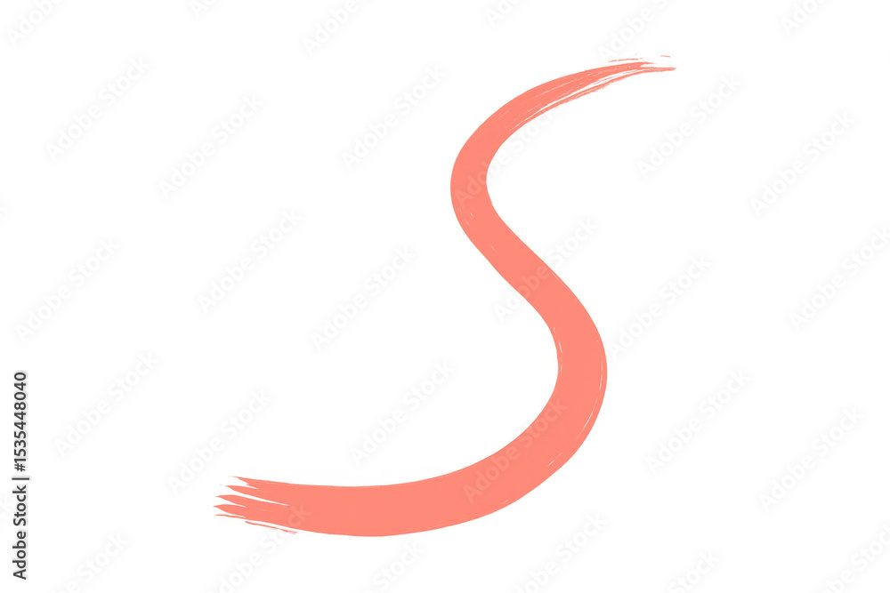 Vivid coral paint brush stroke forming letter s on transparent background, ideal for creative projects Vivid coral paint brush stroke forming letter s on transparent background, ideal for creative projects
