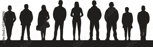 Wallpaper Mural Silhouettes of People Standing in a Row Torontodigital.ca