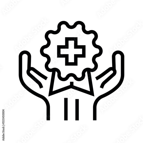 Quality medical standards line black icon. Sign for web page, mobile app,