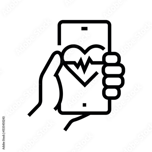 eHealth line black icon. Sign for web page, mobile app,