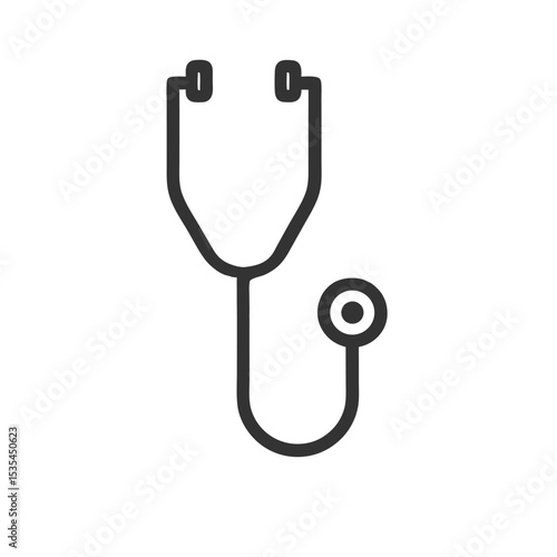 Stethoscope line icon — medical checkup and doctor instrument
