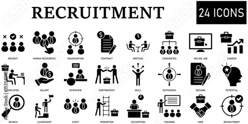Set of recruitment Icons or symbols Vector fully editable file.